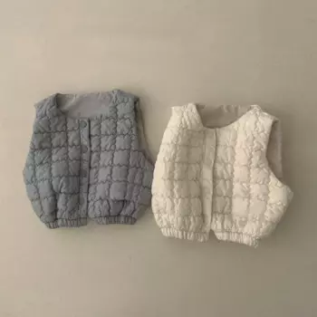 2025 Winter New Baby Warm Sleeveless Vest Solid Infant Girls Cardigan Coat Toddler Boys Cotton Padded Jacket Baby Clothes