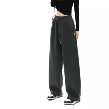2025 Women Pants Loose Wide Straight Leg High Waist Sweatpants Female Causal Solid Korean Sporty Streetwear Woman