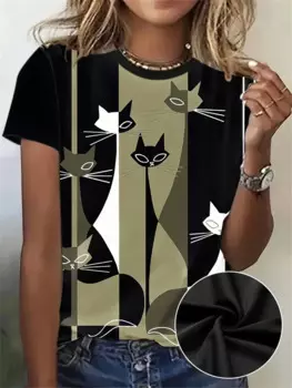 2025 Women's T-Shirt Cute Animal Cat Cartoon Funny Summer Animal 3d Print Female Clothes T Shirt For Women Daily Short Sleeve