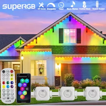 20 м постоянные карнизы светодиодные умные RGB уличные светодиодные фонари для дома с дистанционным управлением полный дом карниз свет Рождественский праздничный декор