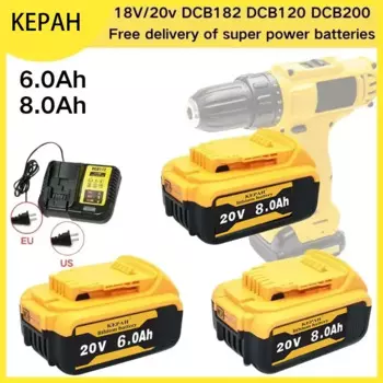 20 В 8,0 Ач подходит для сменных литиевых аккумуляторов Dewalt 20 В DCB184 DCB200 DCB182 DCB180 DCB181 DCB182 DCB201DCB206