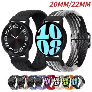 20mm 22mm Nylon Braided Loop Strap For Samsung Galaxy Watch 6 5 4 Classic Huawei Watch 4/3/GT3 Bracelet Amazfit GTR/GTS 4 Band