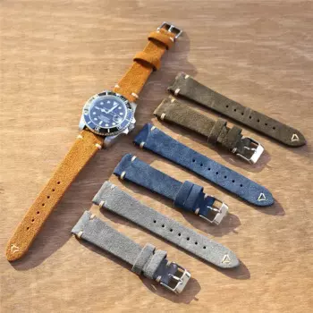 20mm 22mm Suede Watch Strap Quick Release Watch Band Accessories Handmade Stitching Watchband Brown Gray Blue Green