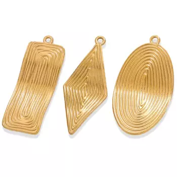 20Pcs/Lot 18K Gold Plated Stainless Steel Geometric Oval Charms DIY for Pendant Necklace Earrings Jewelry Findings Accessories