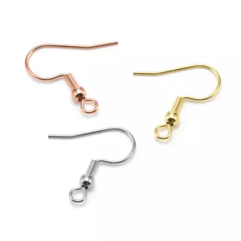 20Pcs Surgical Steel Rose Gold Plated Ball and Coil Ear Wires French Earring Wires Hook Component Findings Diy Jewelry Making