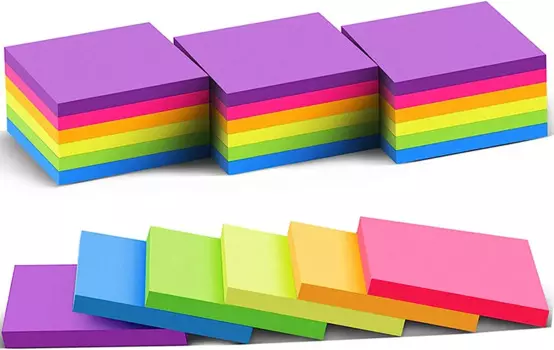(24 прокладки) Липкие заметки 3x3 в стиле Post Bright Stickies, красочные супер прилипающие блокноты для записей, прочный клей, 74 листа/прокладка