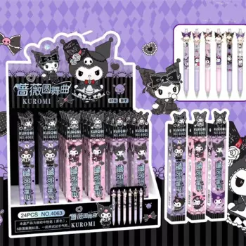 24 шт./партия Sanrio Kawaii Kuromi гелевая ручка милые 0,5 мм черные чернила нейтральные ручки рекламный подарок Офисные и Школьные принадлежности