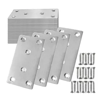 24 шт. ремонтная пластина с винтами плоская скоба Серебряная нержавеющая сталь для металла дерева