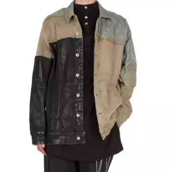 24ss новый стиль Рик мужские куртки Классическая Свободная верхняя одежда Y2k ВИНТАЖНАЯ ДЖИНСОВАЯ Лоскутная куртка Owens Harajuku уличная одежда RO Топы