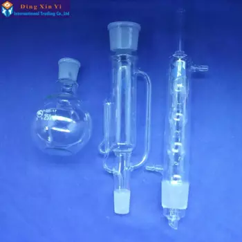 250 мл экстрактор стекла Soxhlet, экстракционный аппарат soxhlet со встроенным конденсатором, конденсатор и корпус экстрактора, лабораторная стеклянная посуда