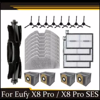 25 шт. комплект аксессуаров для робота-пылесоса Eufy X8 Pro/X8 Pro SES, замена основной боковой щетки, фильтр, швабра, тканевый мешок для пыли