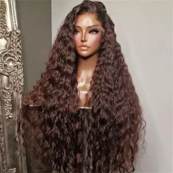 26 дюймов, мягкий, 180 плотность, коричневый кудрявый длинный парик на шнуровке спереди для женщин с детскими волосами, предварительно выщипанный, повседневная одежда, без клея