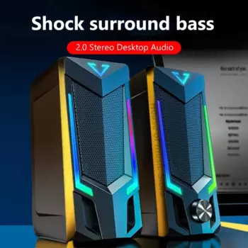 2,0 Bluetooth Проводные колонки RGB подсветка портативная 3,5 мм AUX или USB Колонка звуковая компьютерная Колонка для игр Музыка Видео колонка