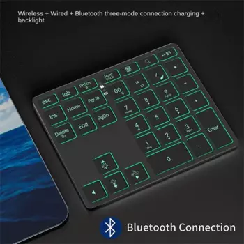 2,4G Беспроводная цифровая клавиатура, Bluetooth клавиатура с цифрами, перезаряжаемая клавиатура с подсветкой для ноутбуков и планшетов, двойной режим, 35 клавиш, клавиатура