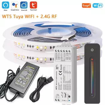 2.4G RF Tuya Wi-Fi светодиодный контроллер DC12V 5050 RGBCCT Светодиодные ленты с сенсорным дистанционным управлением Домашний декор 1M-10M Полный комплект голоса для Alexa