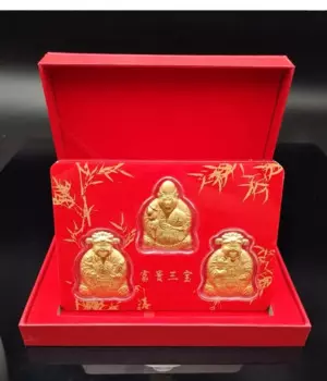 2 комплекта, многоцелевой амулет для дома Geomantic omen master, полезный для здоровья, удачи фу лу шоу, 3 бога богатства, золотая медаль, талисман