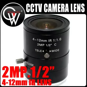 2 МП 4-12 мм IR LENS C Mount 2,0 мегапикселей HD промышленный объектив вариофокальный ручной Радужный CCTV объектив для камеры видеонаблюдения