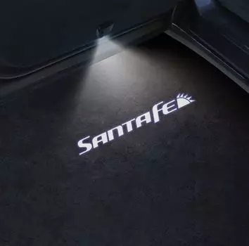 2 шт. светодиодная эмблема автомобиля SantaFe, лампа приветствия, беспроводной лазерный проектор для Hyundai Santa Fe N LINE, логотип Veloster Kona