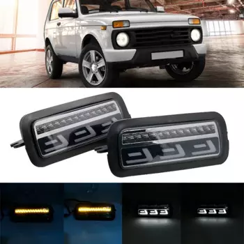 2 шт. светодиодные дневные ходовые огни для Lada Niva 4X4 1995+ с указателем поворота Drl, запасные части для автомобильных фар