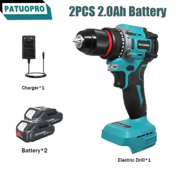 Бесщеточная аккумуляторная дрель PATUOPRO 20+1 Torque для аккумулятора Makita 18 В