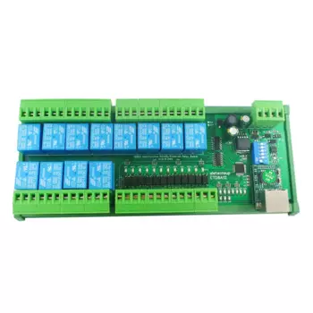 2 в 1 12-канальный Modbus RTU/TCP DIO Сетевой Ethernet-контроллер RS485 Релейный модуль постоянного тока 12 В 24 В