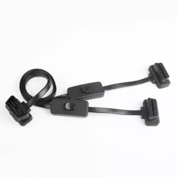 2 в 1 плоский + тонкий 16-контактный удлинитель OBD 2 OBD2 16-контактный ELM327 штекер-Двойной Женский Y-образный сплиттер колено OBDII Удлинительный кабель