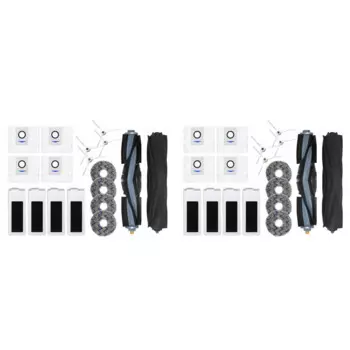 2X комплект для Ecovacs Deebot T20 OMNI/T20 Pro/T20 Max робот-пылесос, основная боковая щетка, тканевый HEPA-фильтр, мешок для пыли