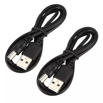 2X USB-кабеля 5,5 мм/2,1 мм 5 в постоянного тока, кабель питания с цилиндрическим разъемом (черный, 75 см)