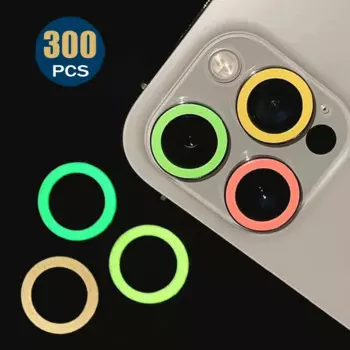 300 шт. флуоресцентный объектив камеры для iPhone 16 15 14 13 12 11 Pro Max Plus Mini 3D светящееся стекло Защитная пленка для экрана Украшение