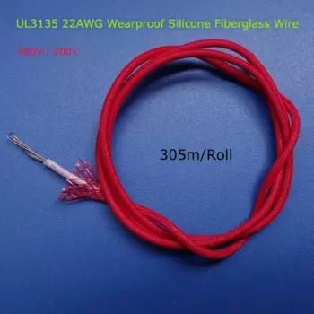 305mx5Roll UL3135 22AWG силиконовая Стекловолоконная проволока 600 В/c термостойкая оплетка из луженой меди текстильная электронная проволока износостойкий кабель
