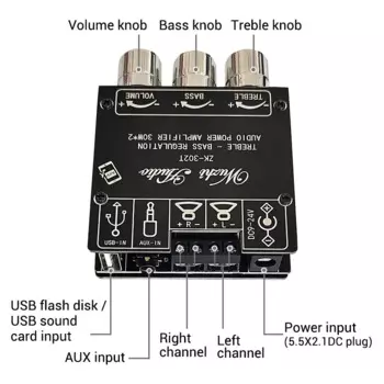 30*2 Bluetooth 5.1 Audio Digital Power Amplifier Board Module 2.0 Stereo Dual Channel With High And Low Tone Sleep Aid