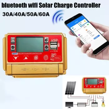 30/40/50/60A Bluetooth WIFI солнечный контроллер двойной выход USB ЖК-дисплей MPPT интеллектуальные солнечные панели контроллер заряда батареи