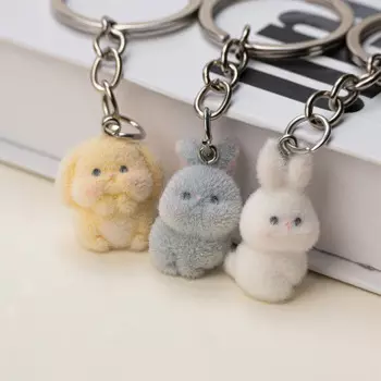 30 PCS 3D Flocking rabbit Charms Plush Doll Pendant for Necklace Keychain Jewelry Making DIY Handmade Accessories Wholesale