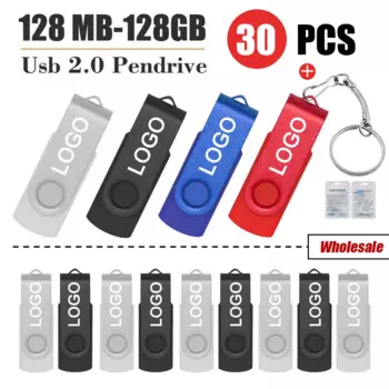 30 шт./партия, флеш-накопитель USB 2,0, 16/8/64/32/128 ГБ