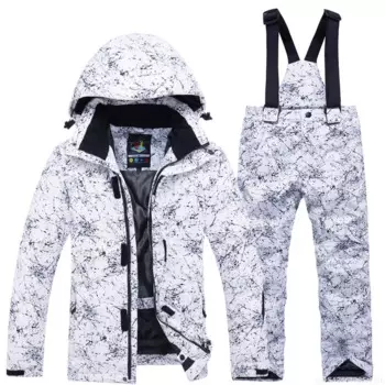 -30 Теплый мужской и женский зимний костюм, комплект одежды для сноуборда, зимние уличные спортивные водонепроницаемые костюмы, лыжные куртки и брюки на бретелях