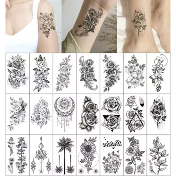 30PCS/Lot Sexy Fake Sketchs Flowers Tattoo for Woman Hands Arm Body Waterproof Temporary Tattoos tatouage temporaire femme