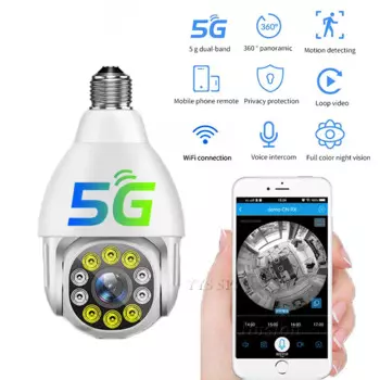 360 ° 5G Wifi панорамная ламповая камера 10 шт. инфракрасные лампы ночного видения Обнаружение движения 720P HD мини-камера видеонаблюдения IP-камера