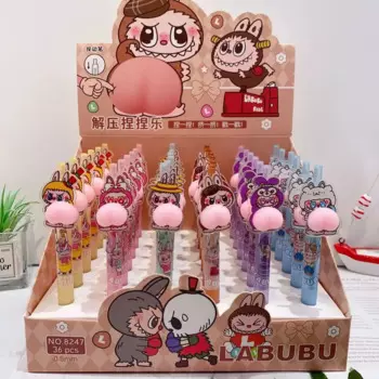 36 шт. новая мультяшная ручка Labubu для снижения давления, гелевая ручка, симпатичная необычная ручка для письма для студентов
