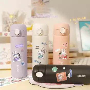 380ML Fashion Stainless Steel Vacuum Flask With Straw Portable Cute Thermos Mug Travel Thermal Water Bottle Tumbler Thermocup