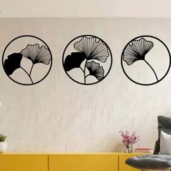 3 шт. Изысканная настенная скульптура художественное украшение Ginkgo Лист настенная Художественная Скульптура, лист гинкго настенное украшение, домашний декор