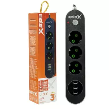 3-сторонняя розетка с защитой от перегрузки Powermaster X, 3 выхода Usb, розетка с защитой от тока, безопасная розетка