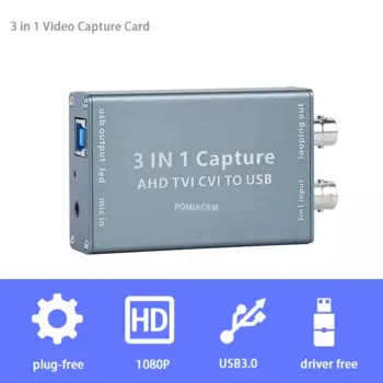 3-в-1 Карта видеозахвата TVI CVI вход USB выход компьютер 1080P HD без привода Поддержка Loop Out