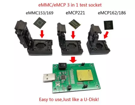 3 в 1 тестовая розетка eMMC eMCP с USB-интерфейсом, для BGA153/169 BGA162/186 BGA221, решение для тестирования восстановления данных смартфона