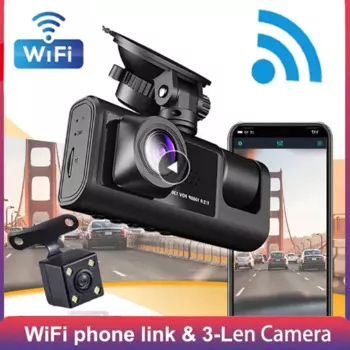 3Channel108 0P WIFI видеорегистратор Передняя камера для автомобиля Автомобильный видеорегистратор черная коробка автозапчасти
