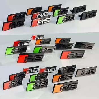 3D ABS Chrome Logo S3 S4 S5 S6 S7 S8 RS R8 Эмблема гриля Наклейка Автомобильная передняя решетка Значок для Audi S3 S4 S5 S6 S7 S8 Accrssories