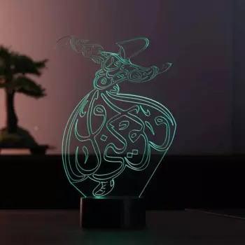 3D акриловая настольная лампа Whirling Dervish, 12 Вольт, адаптер, религиозный дизайн, деревянная основа, день рождения, идеальный подарок для пары Проектор светильник Genshin Impact ночник аниме украшения для дома