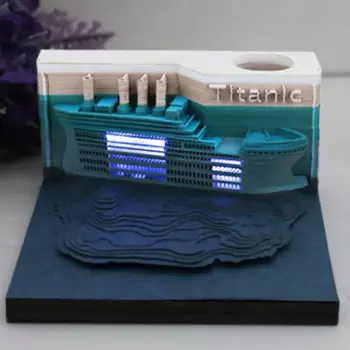 3D блокнот для заметок со светодиодной подсветкой, Титаник, 3D блокнот для заметок, художественная бумага, Стикеры для заметок, канцелярские подарки на Рождество, Новый год для детей