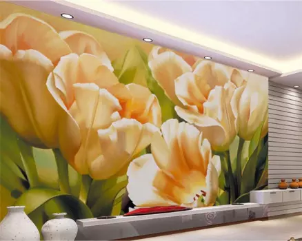 3d фотообои, тюльпаны, картина маслом, обои на заказ, для кухни, гостиной, спальни, телевизора, Современная роспись