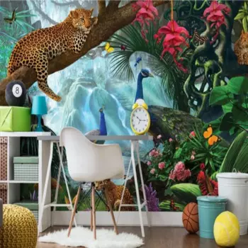 3d фотообои WELLYU, ветки деревьев, леопард, для детской комнаты, для фона телевизора, обои с природой