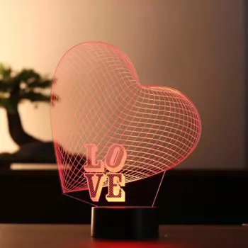 3d-иллюзия, большое сердце, светодиодный ночник, 7 разных цветов, USB и сенсорная кнопка управления, подарок на день Святого Валентина, дизайн